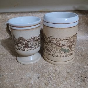 Vintage Karol Western mug California coffee cup set farmland pastoral made Japan